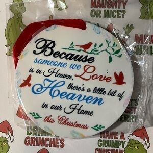 Festive Christmas Ornament with Red Ribbon